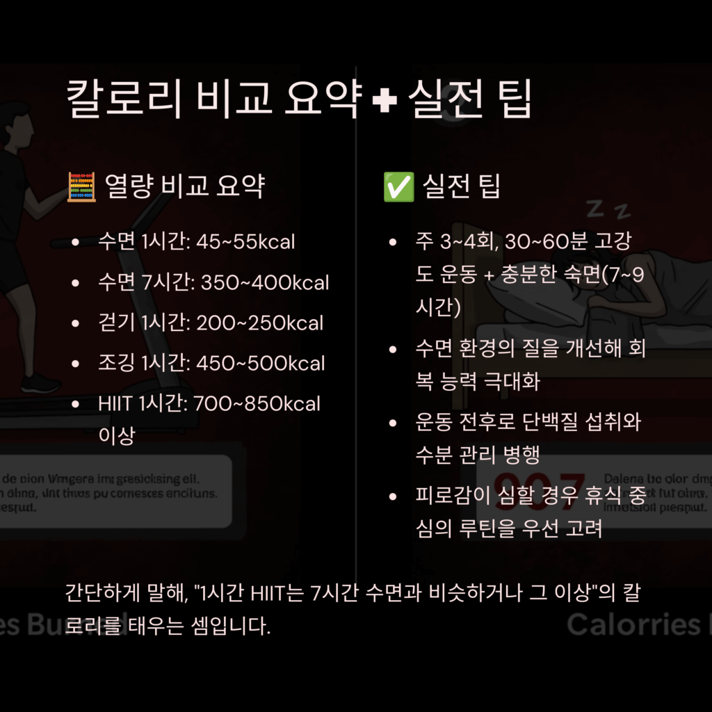 칼로리 비교 요약 + 실전 팁